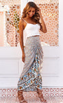 2020 Floral Printed Maxi Skirt Summer Spring High Waist Elastic Vintage Faldas Beach Boho Casual Clothes Chic Long Women Skirts