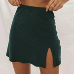 High Waisted Side Split Mini Skirt