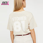 Jastie Stones Around The World Tee & Tops O-Neck Short Sleeve T-shirt 2018 Summer Women Shirt Top Casual Female Clothing