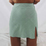 High Waisted Side Split Mini Skirt