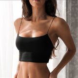Summer Sexy Female Crop Tops 95% Cotton Women Sleeveless Straps Tank Top Solid Fitness Lady Camis Casual White Black Top W1