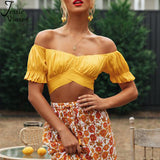 Jessie Vinson Short Sleeve Off Shoulder Crop Top Blouse Women Summer Short Sleeve Short Sexy Blouses Women Tops and Blouses 2020