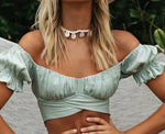 Charlie White Sweetheart neckline crop top