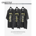 UNSETTLE 2020SS Harajuku T-shirts Summer Holes Men/Women Hip Hop Funny Print Rock Fashion Streetwear t shirt Short Sleeve Tops